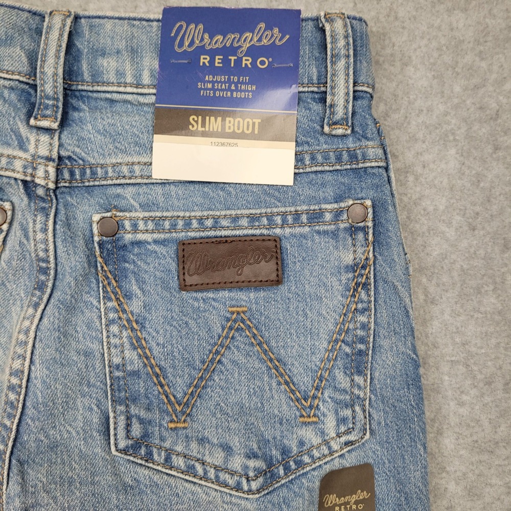Wrangler Retro Slim Boot Jeans Boys Size 11 Slim Blue Denim Adjustable Waist NWT - Picture 8 of 8